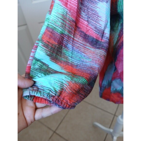 Democracy Top Womens Red Multicolor Dolman Sleeve Size Medium‎ Casual - Picture 6 of 15